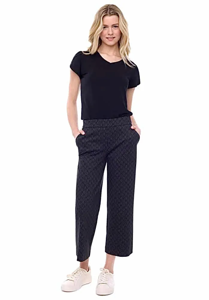 67929 Printed Ponte Wide Leg Crop Pant