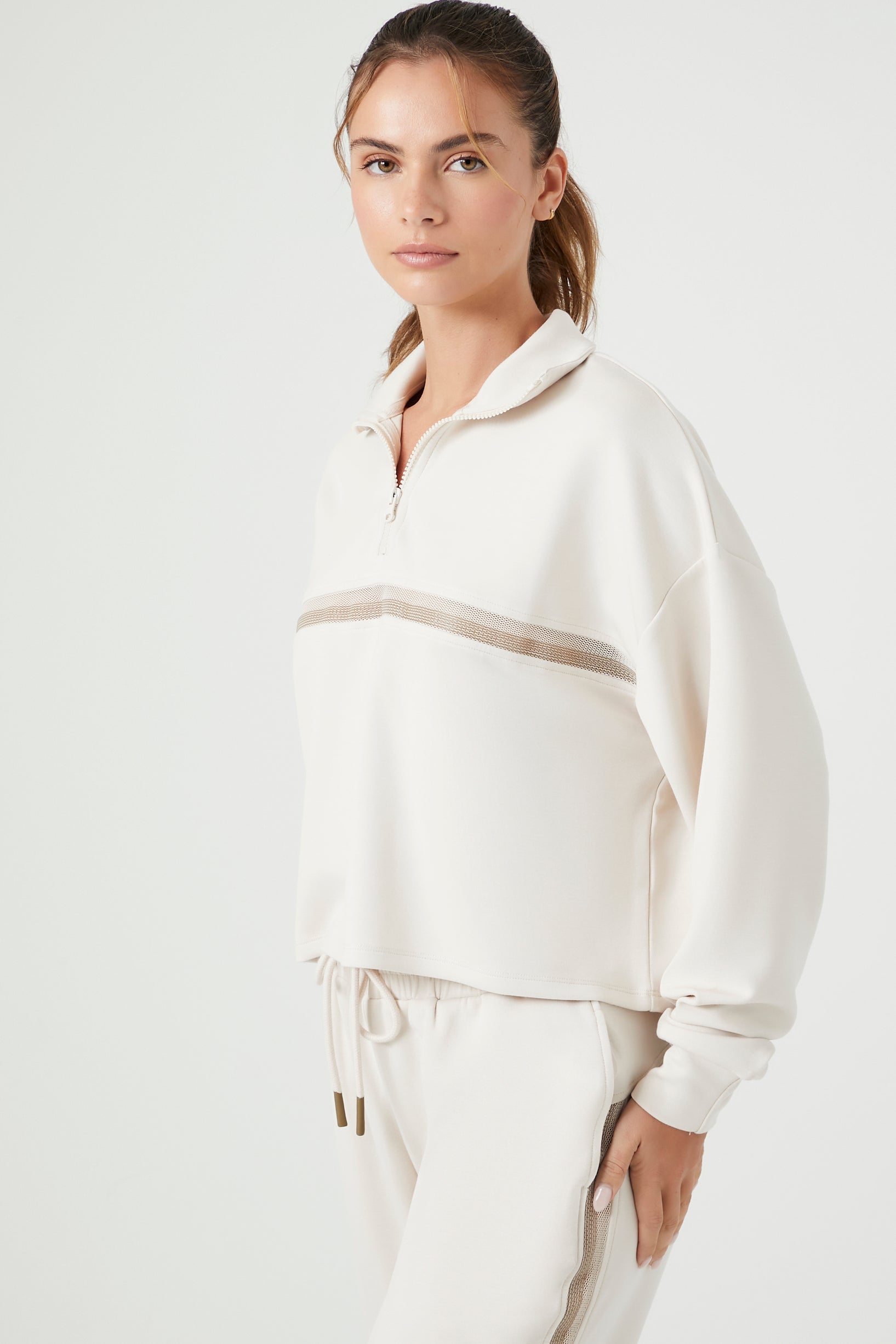 Active Striped Half-Zip Pullover