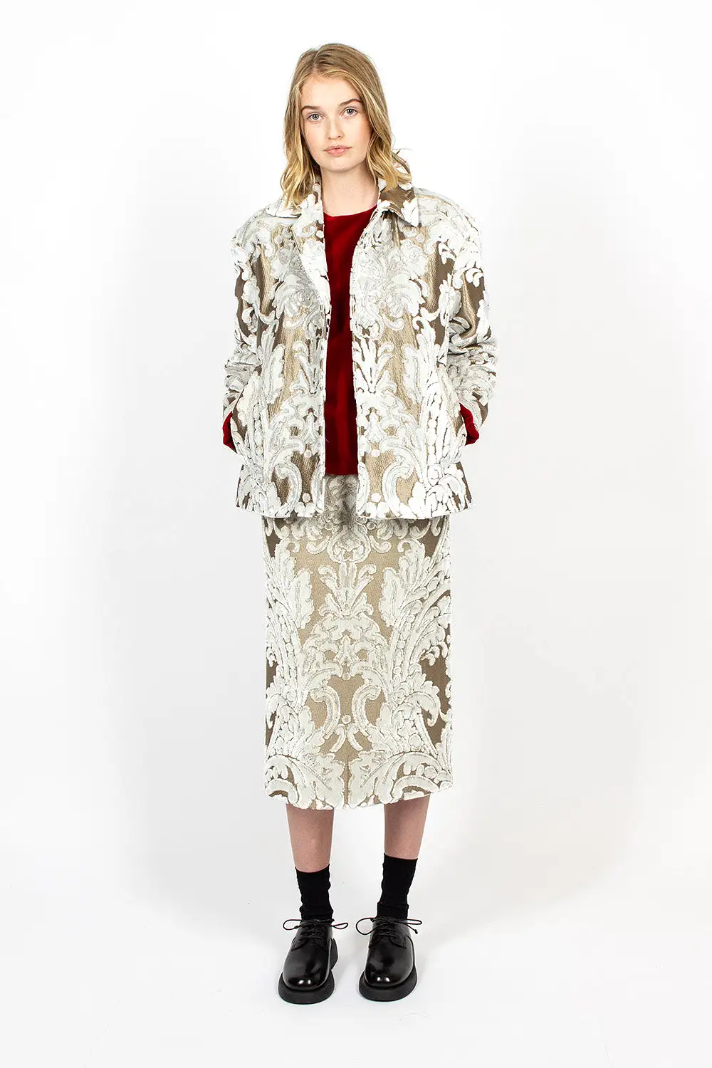 Belted Coat Ecru Tapestry