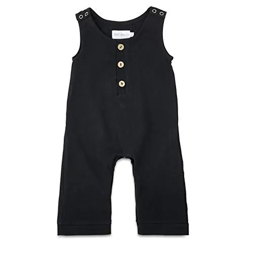 Black Linen Basic Romper