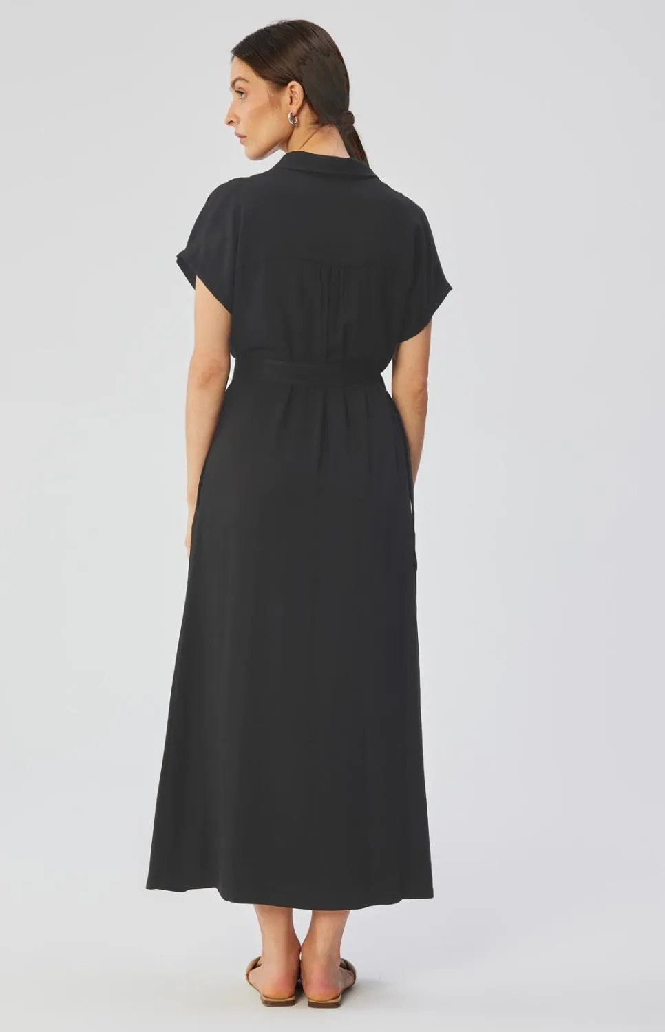 Black maxi shirt dress