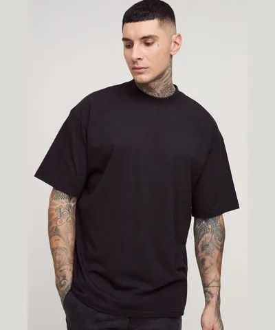 boohoo Mens Tall Oversized Extended Neck Basic T-Shirt