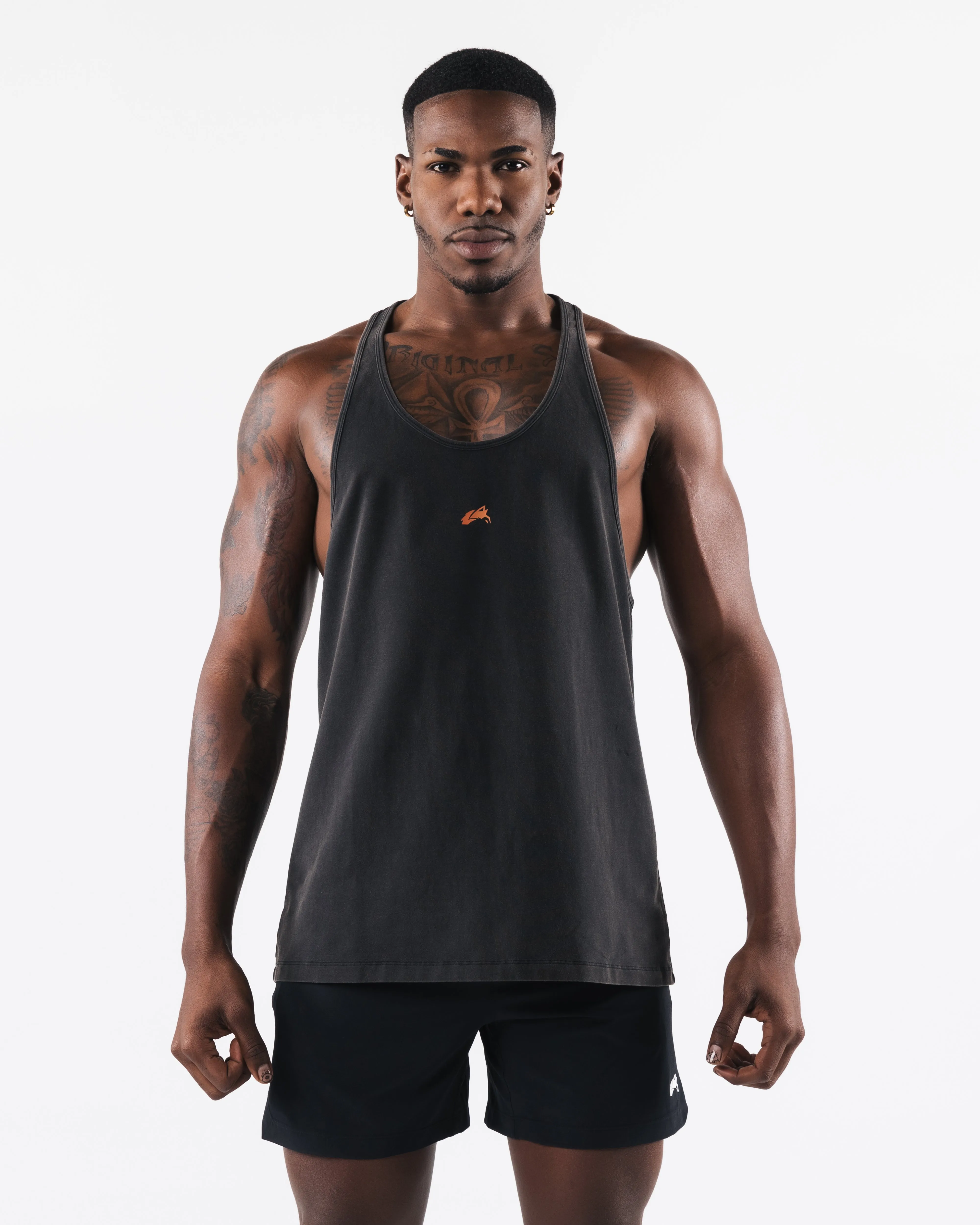 Breathe More Stringer - Washed Black / Orange