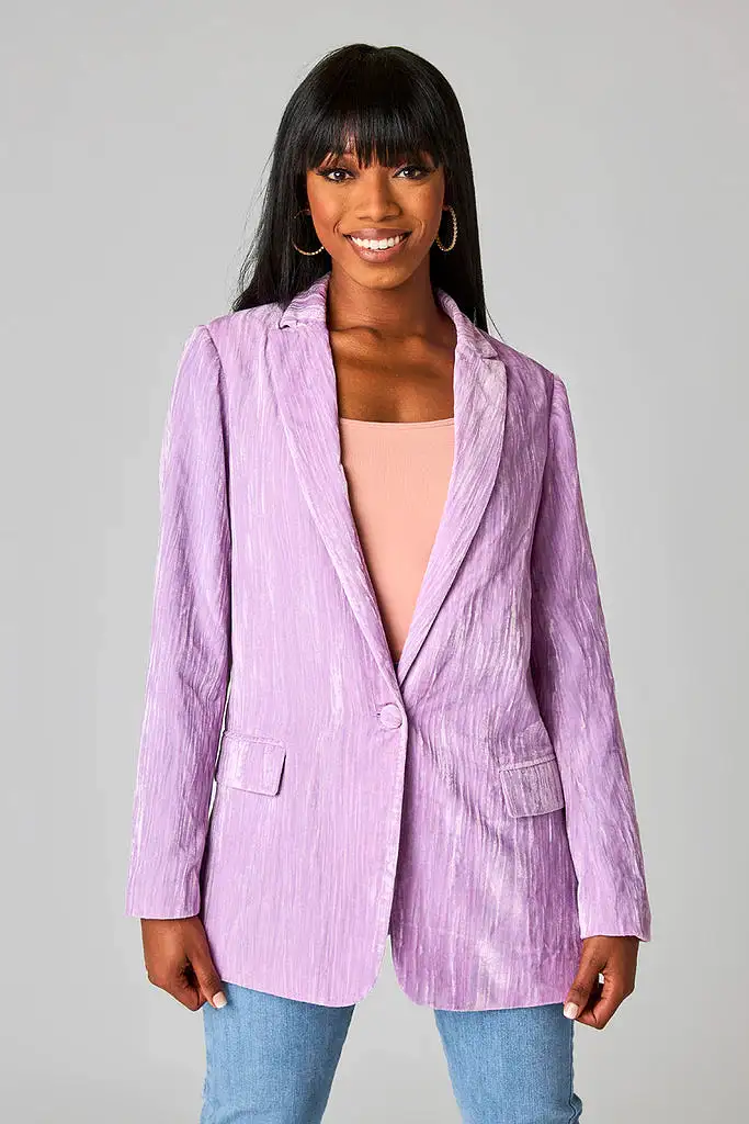 BuddyLove | HEFF CRUSHED VELVET BLAZER - PERIWINKLE