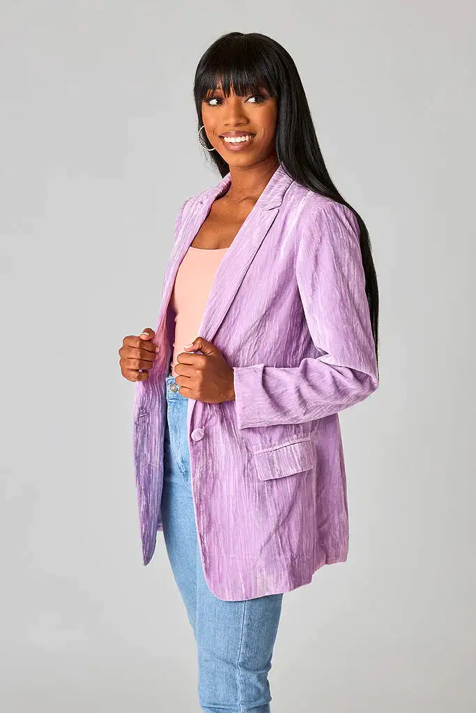 BuddyLove | HEFF CRUSHED VELVET BLAZER - PERIWINKLE