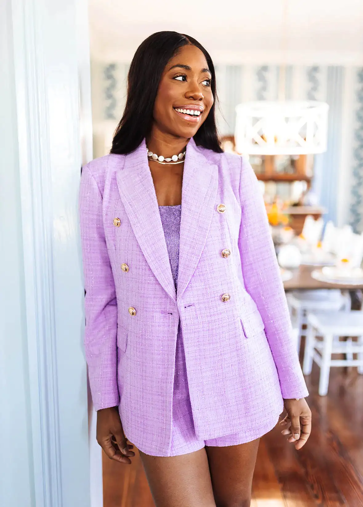 BUDDYLOVE TUCKER TWEED BLAZER - LAVENDER