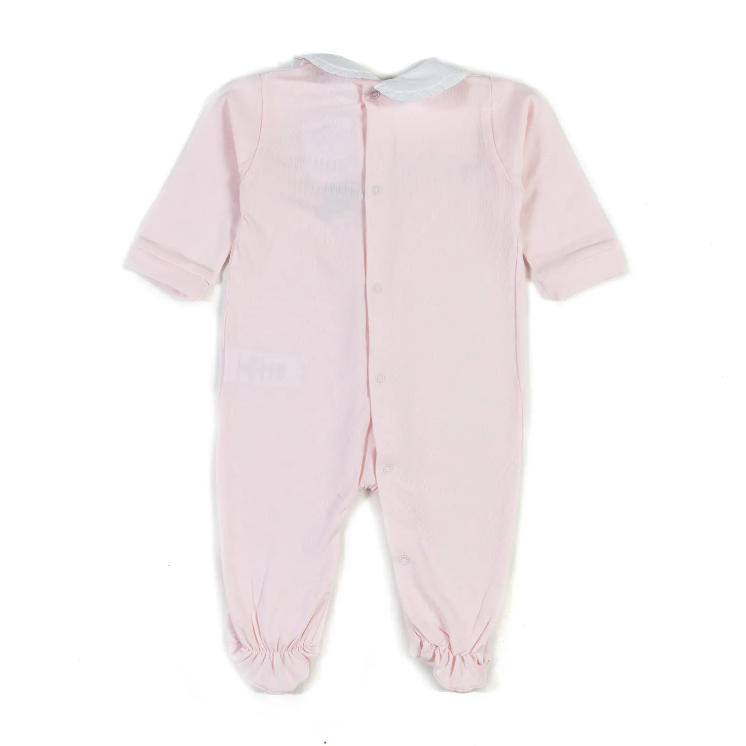 Coccode' Pink Romper With Small Embroidered Flowers For Baby Girls