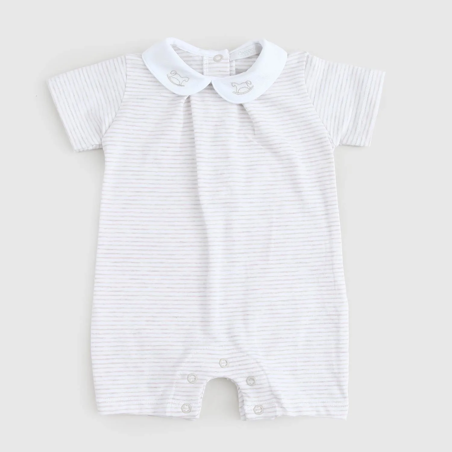 Coccode' Sand And White Striped Romper