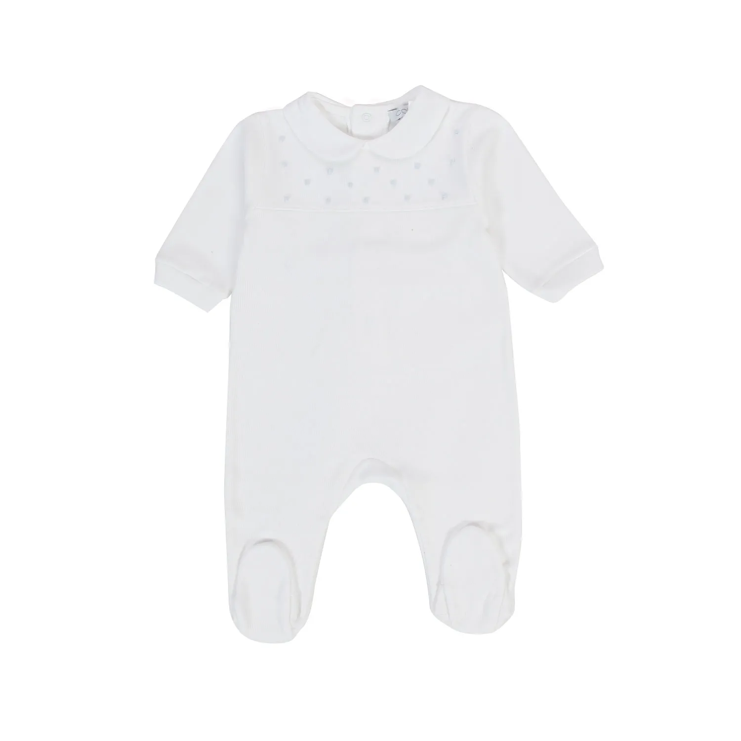 Colibri White Baby Romper With Light Blue Embroidery