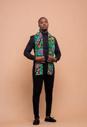 Cooper Ankara Neck Scarf for Men | Green and Blue African Print