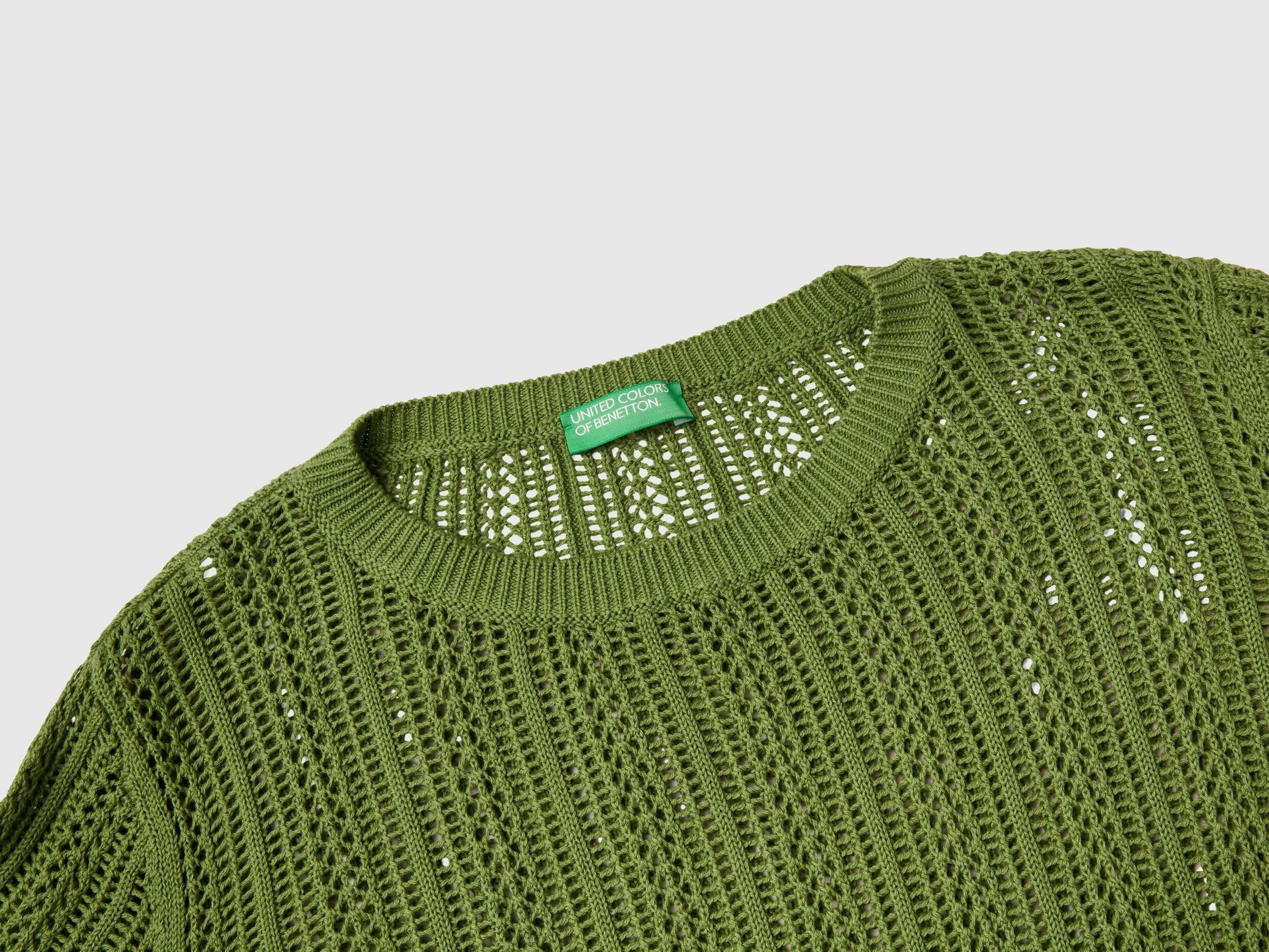 Crochet sweater - Military Green | Benetton