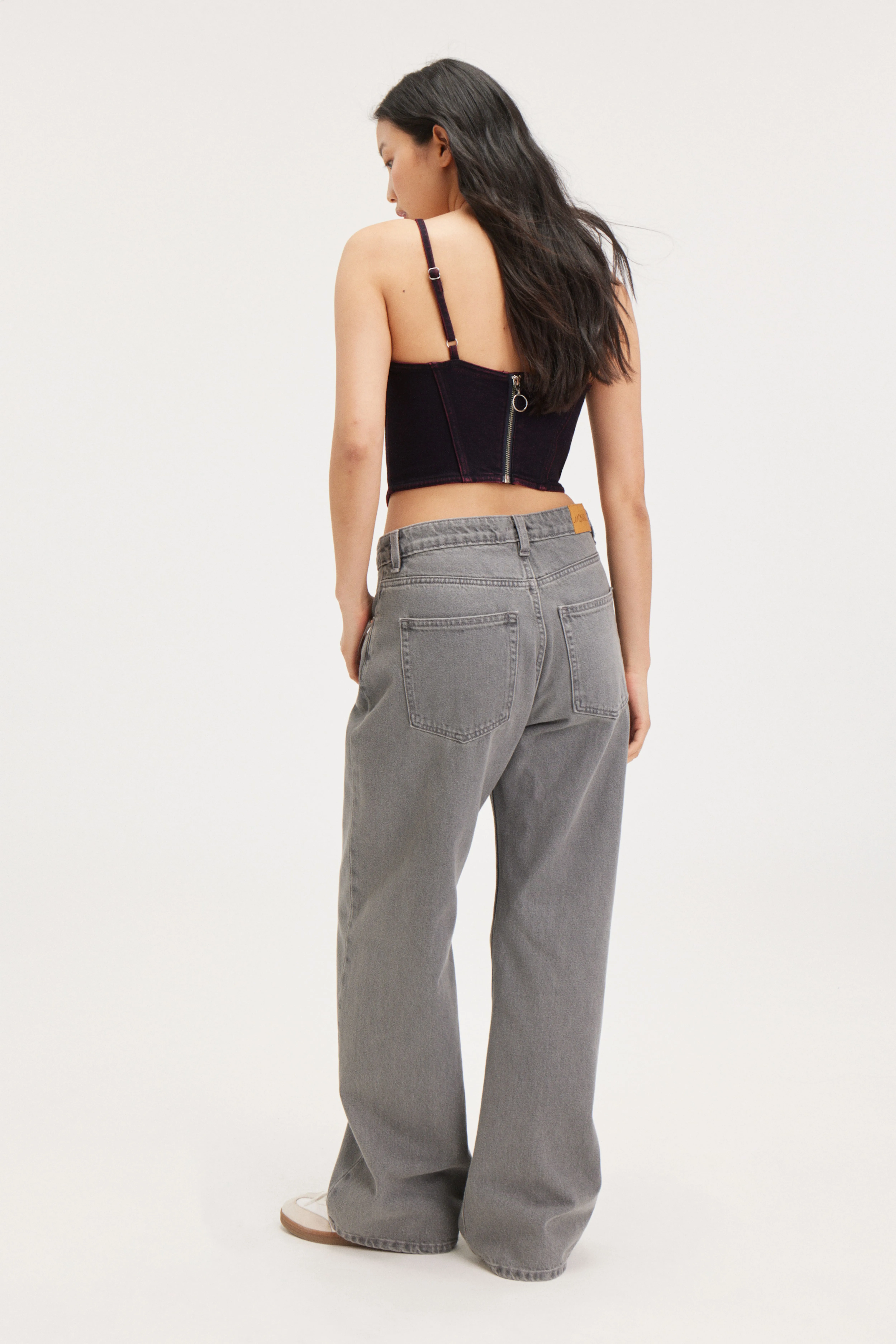 Cropped Denim Bralette-top - Sleeveless - Cropped - Tyrian Purple - Ladies | H&M GB