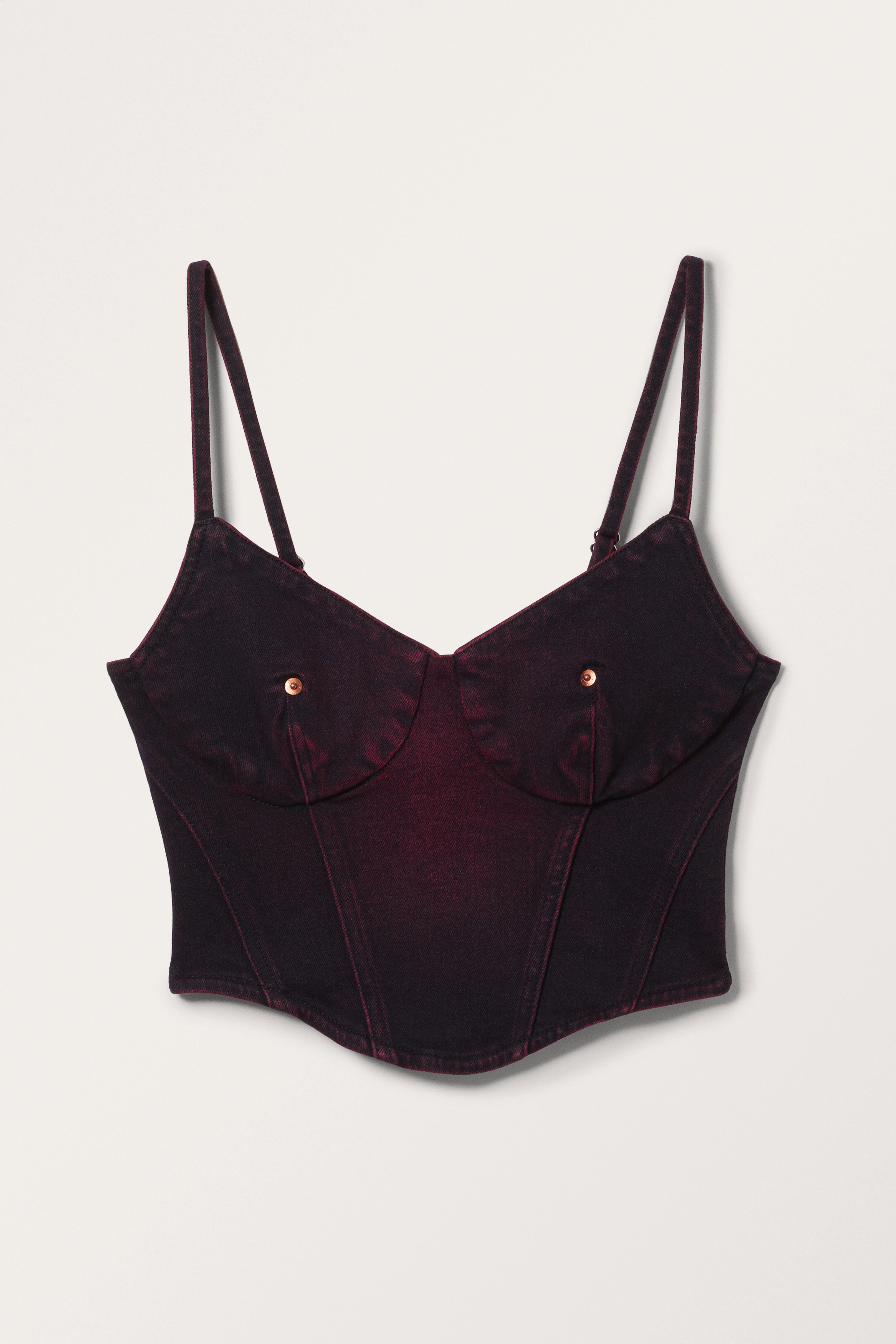 Cropped Denim Bralette-top - Sleeveless - Cropped - Tyrian Purple - Ladies | H&M GB