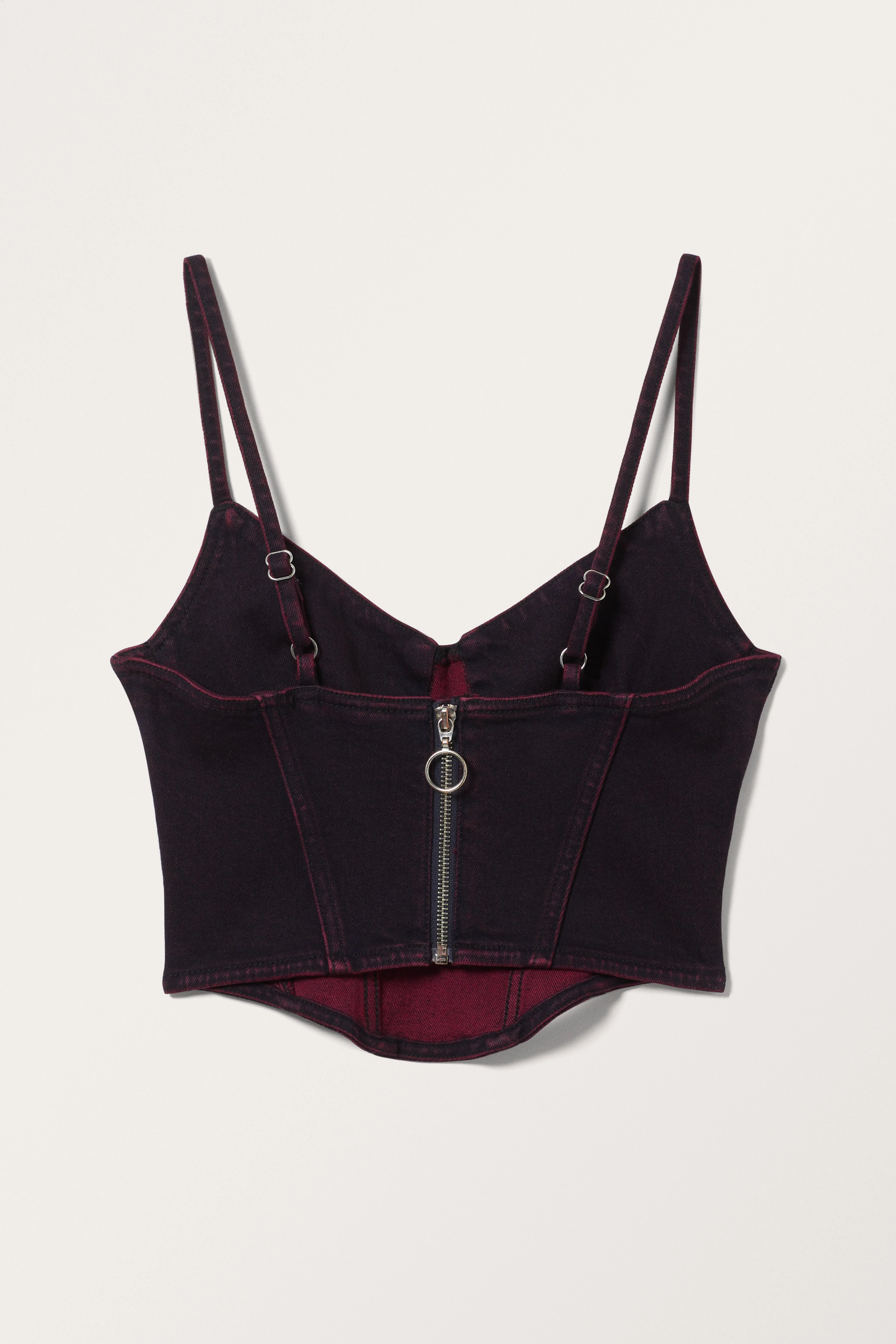 Cropped Denim Bralette-top - Sleeveless - Cropped - Tyrian Purple - Ladies | H&M GB