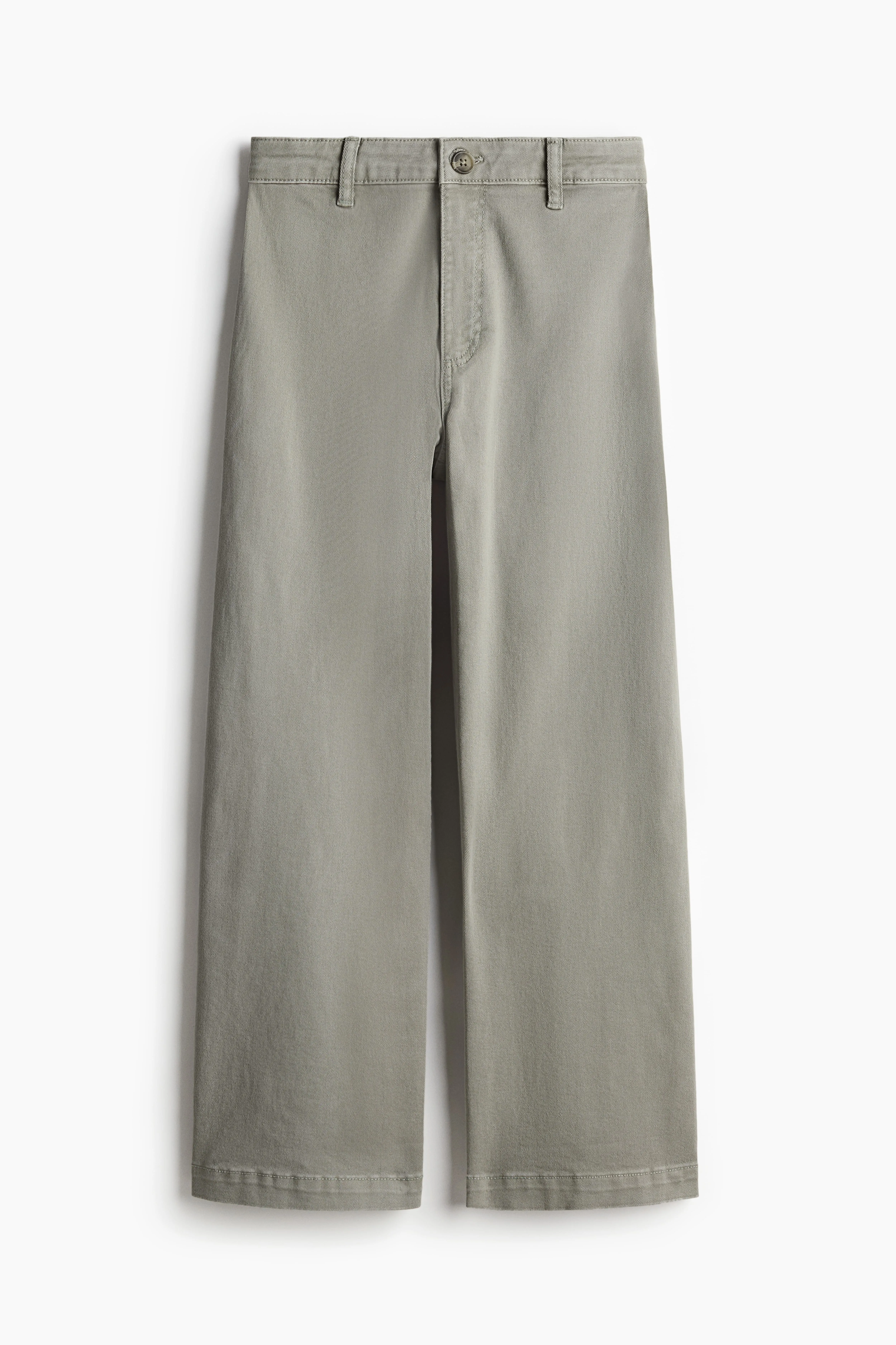 Cropped twill trousers - High waist - Ankle length - Light khaki green - Ladies | H&M GB