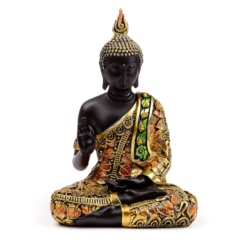 Decorative Black & Orange Gold Thai Buddha - Meditation BUD383