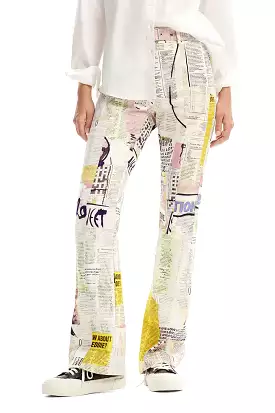 Desigual Newspaper Print Trousers