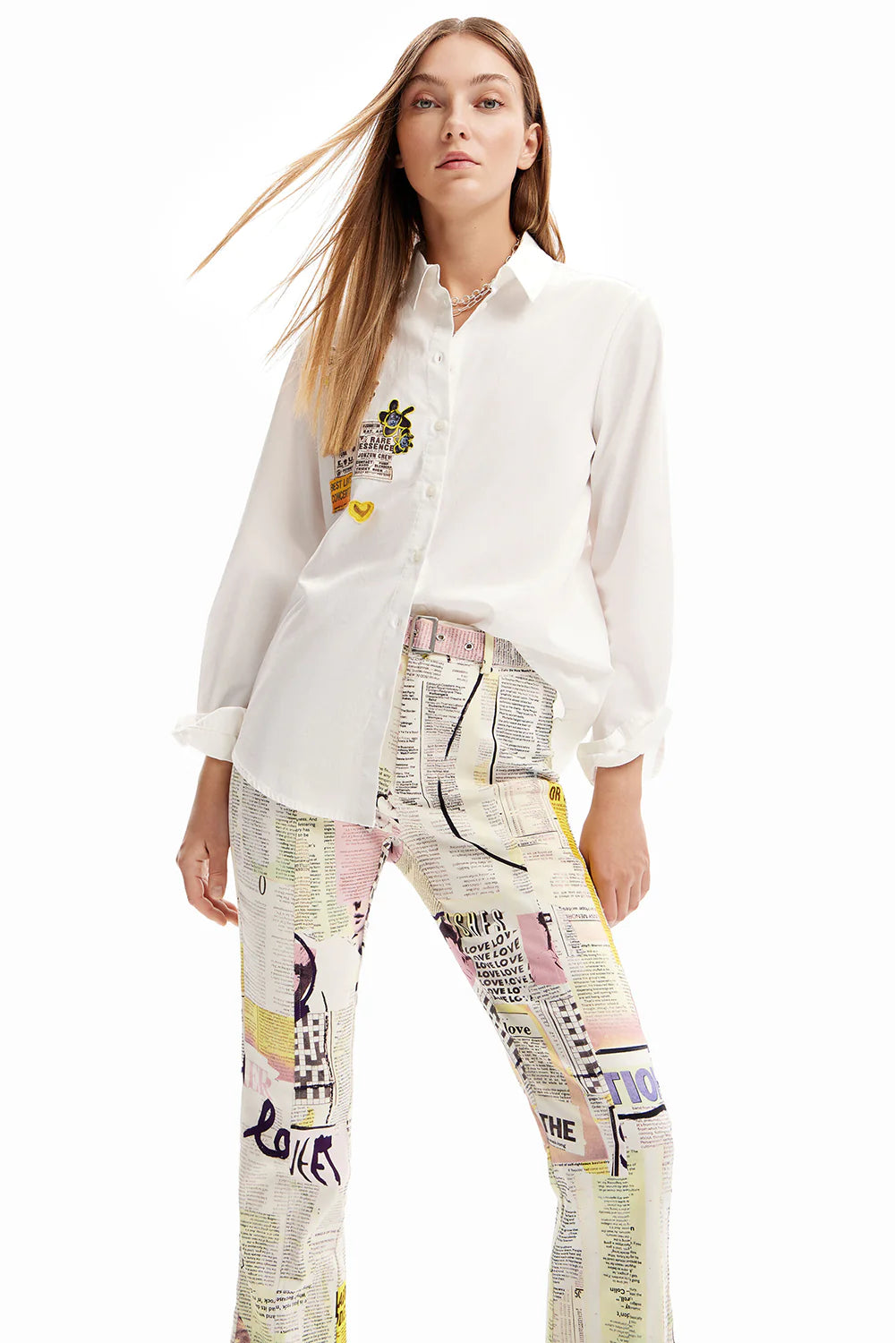 Desigual Newspaper Print Trousers