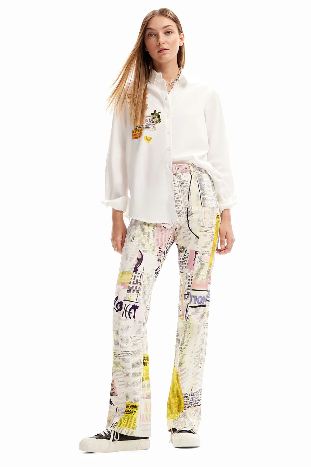 Desigual Newspaper Print Trousers