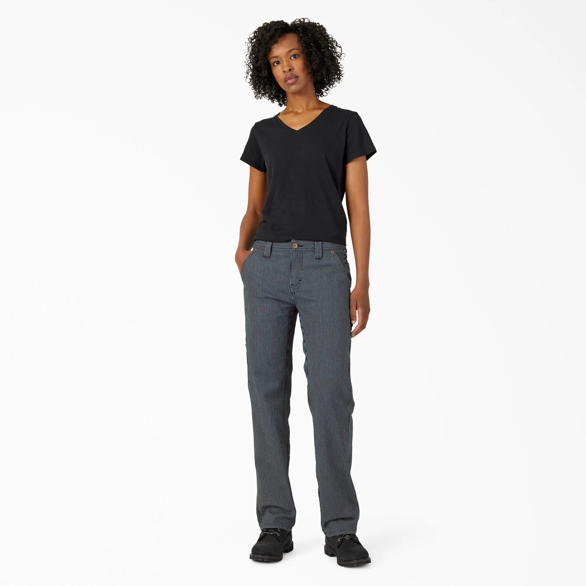 Dickies Women's FLEX Relaxed Fit Hickory Stripe Carpenter Pants