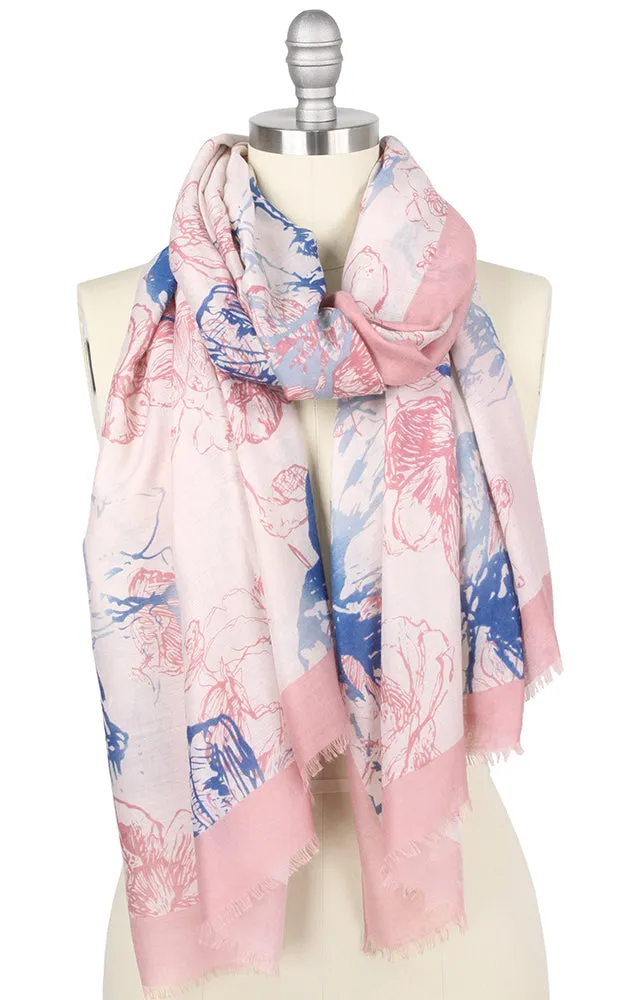 EAS9528 Flower Print Oblong Scarf