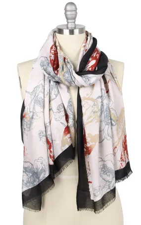 EAS9528 Flower Print Oblong Scarf