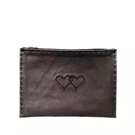 Embroidered Leather Pouch *Love Edition* in Black