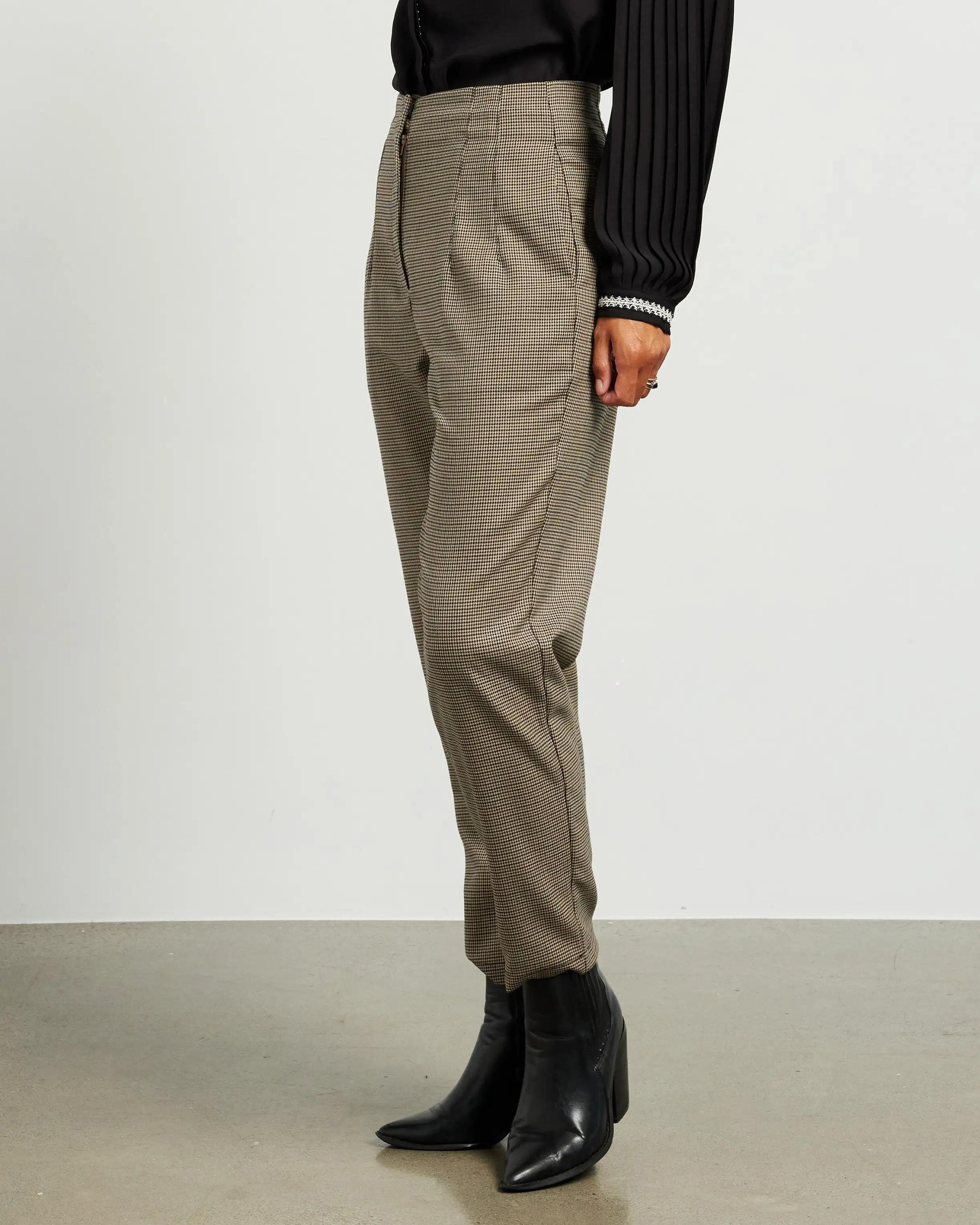 Et Alia Orlando Pant - Camel Houndstooth