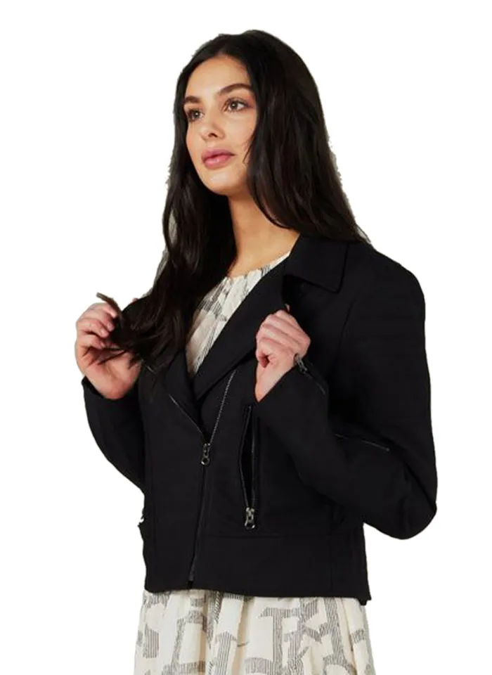 Et Alia Plain Biker Jacket - Black