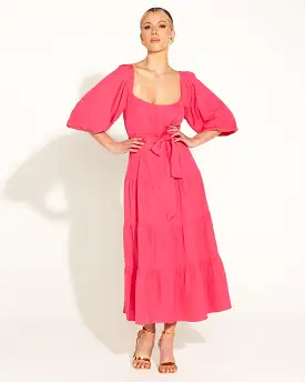 Fate + Becker One and Only Tiered Midi Dress - Hot Pink