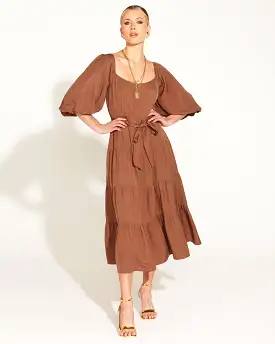 FB One and Only Tiered Midi Dress - Mocha