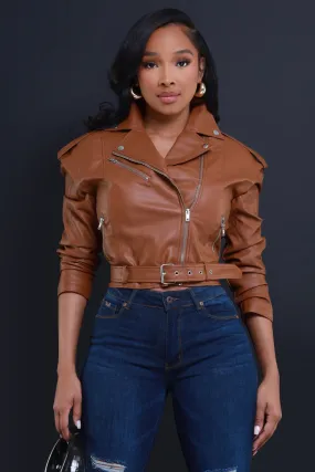 Feel Alive Faux Leather Jacket - Camel