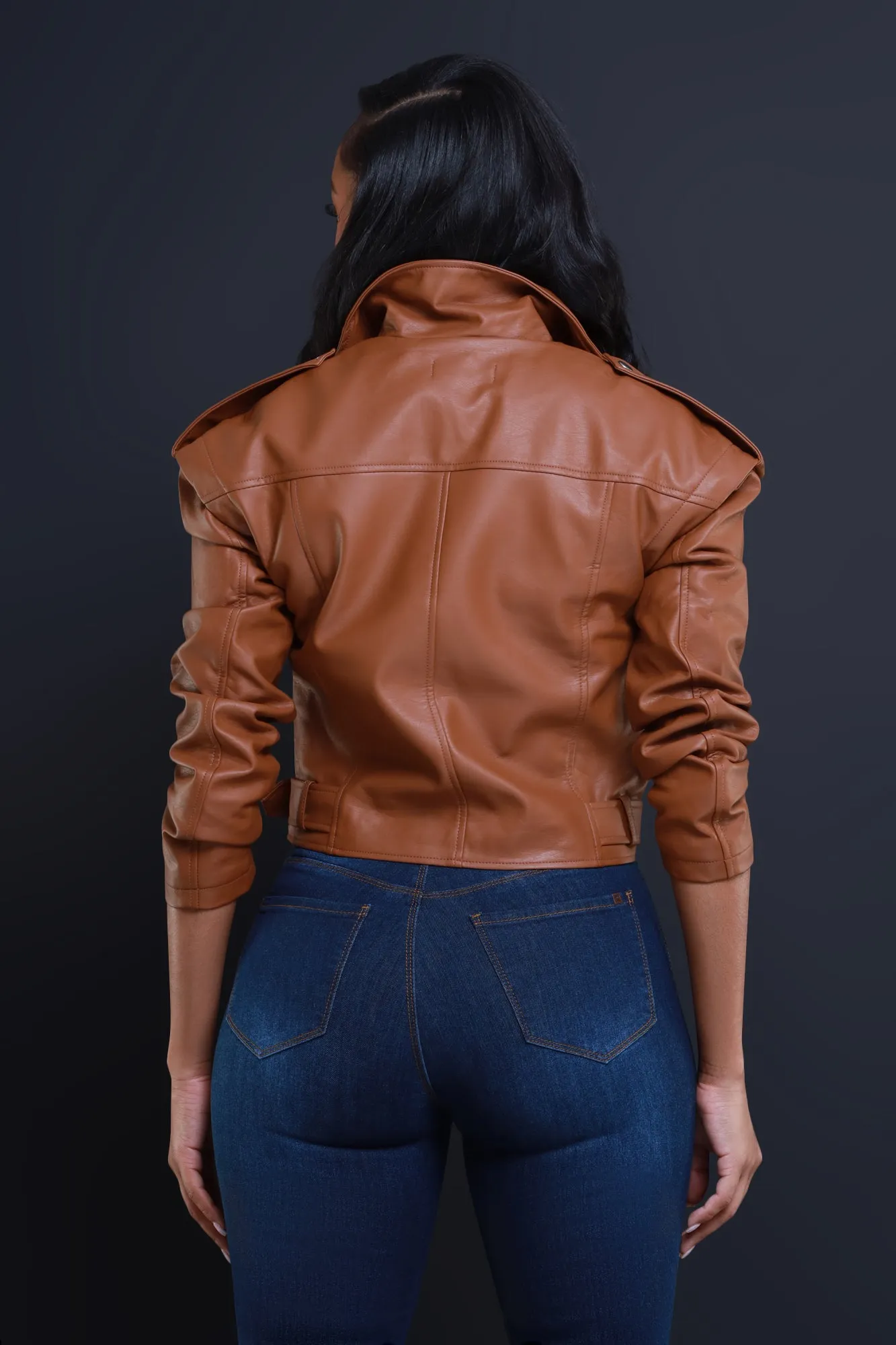 Feel Alive Faux Leather Jacket - Camel