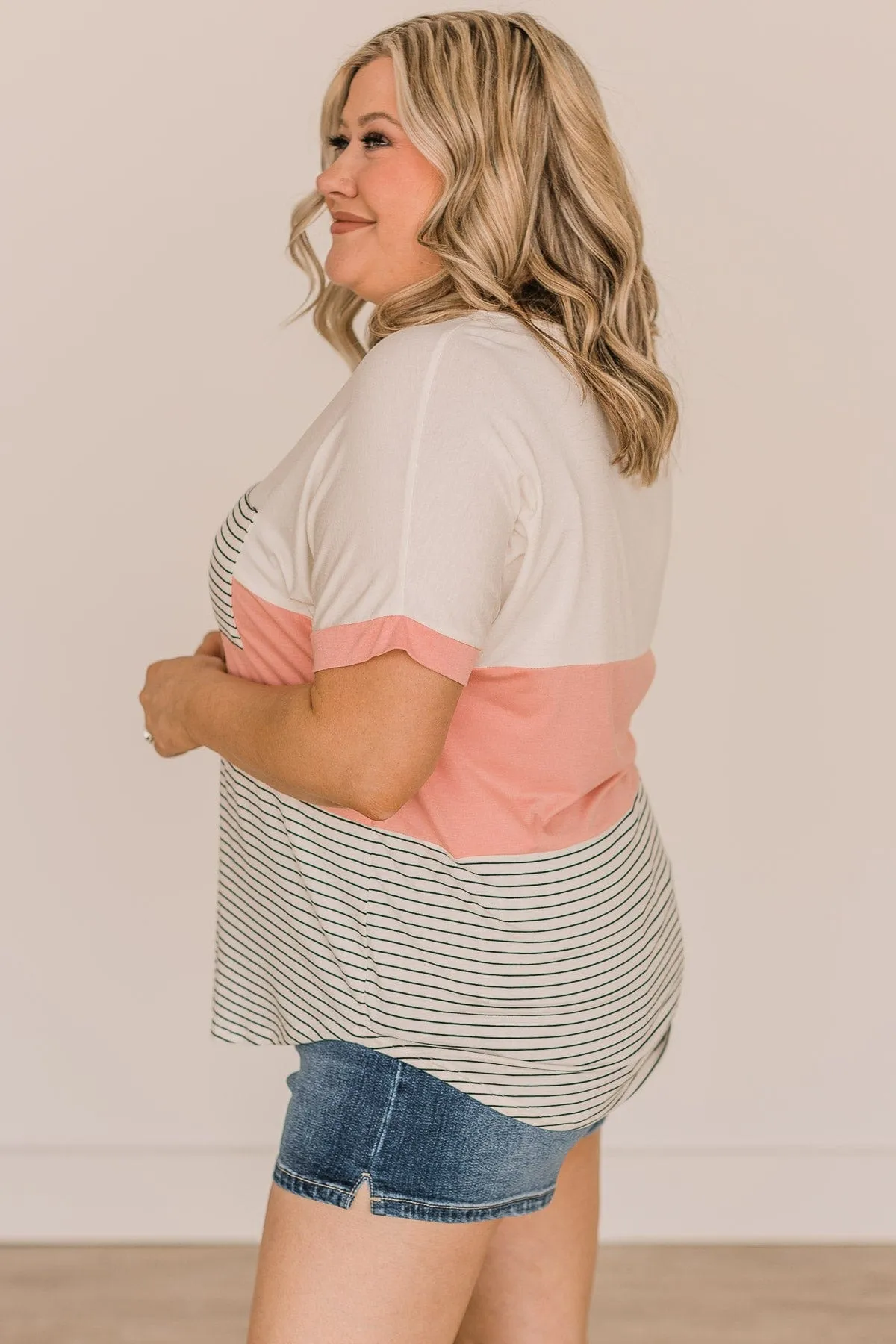 Feel The Joy Color Block Top- Off-White & Blush