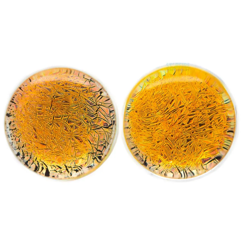 Foil Glass Plugs - Orange on Black