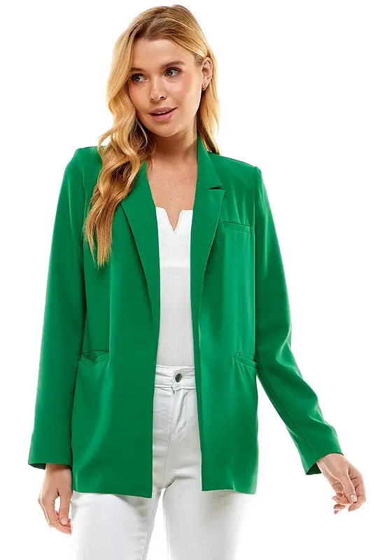 Front Open Blazer - Kelly Green