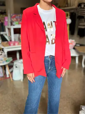 Front Open Blazer - Red