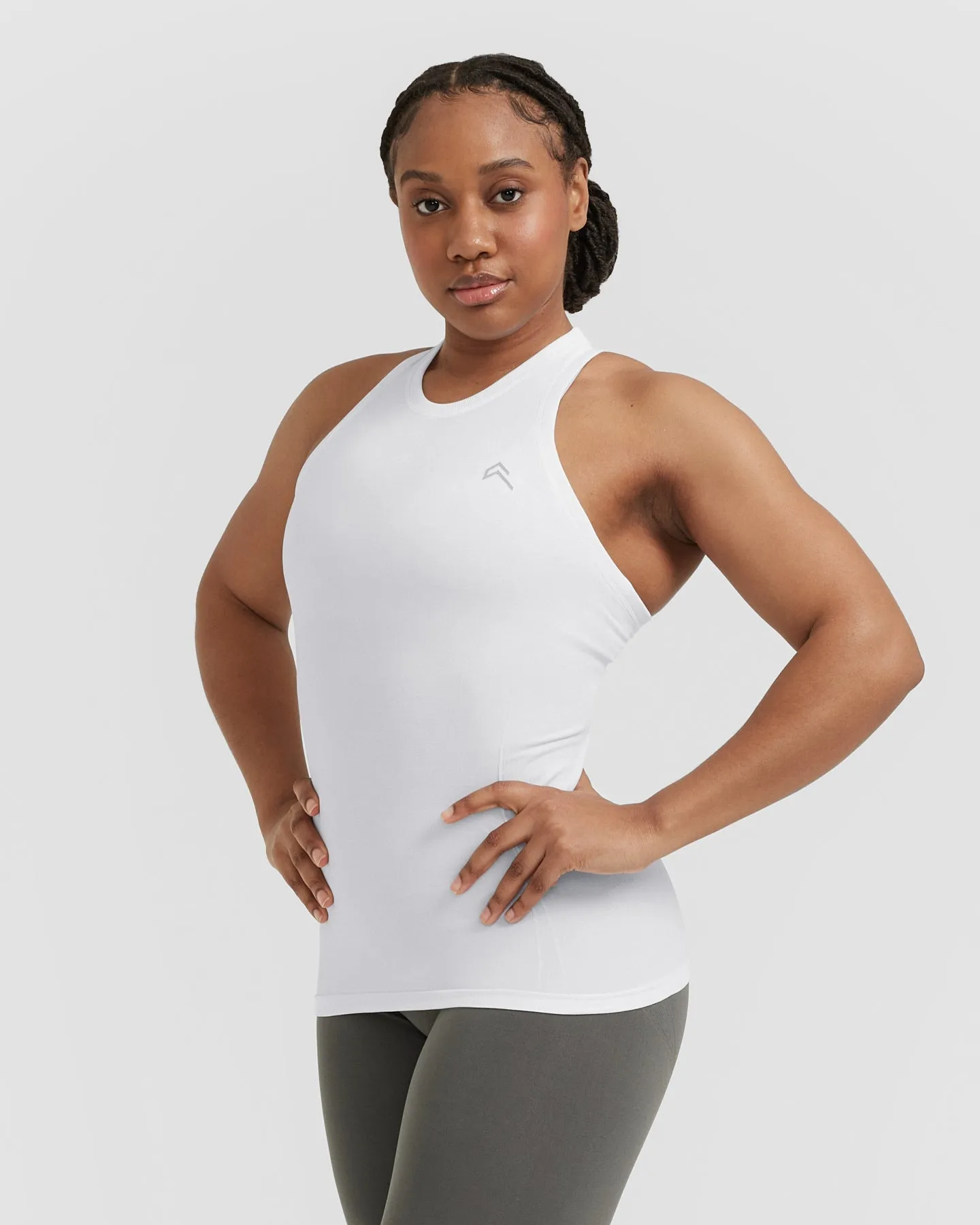 Go To Seamless Fitted High Neck Vest | White