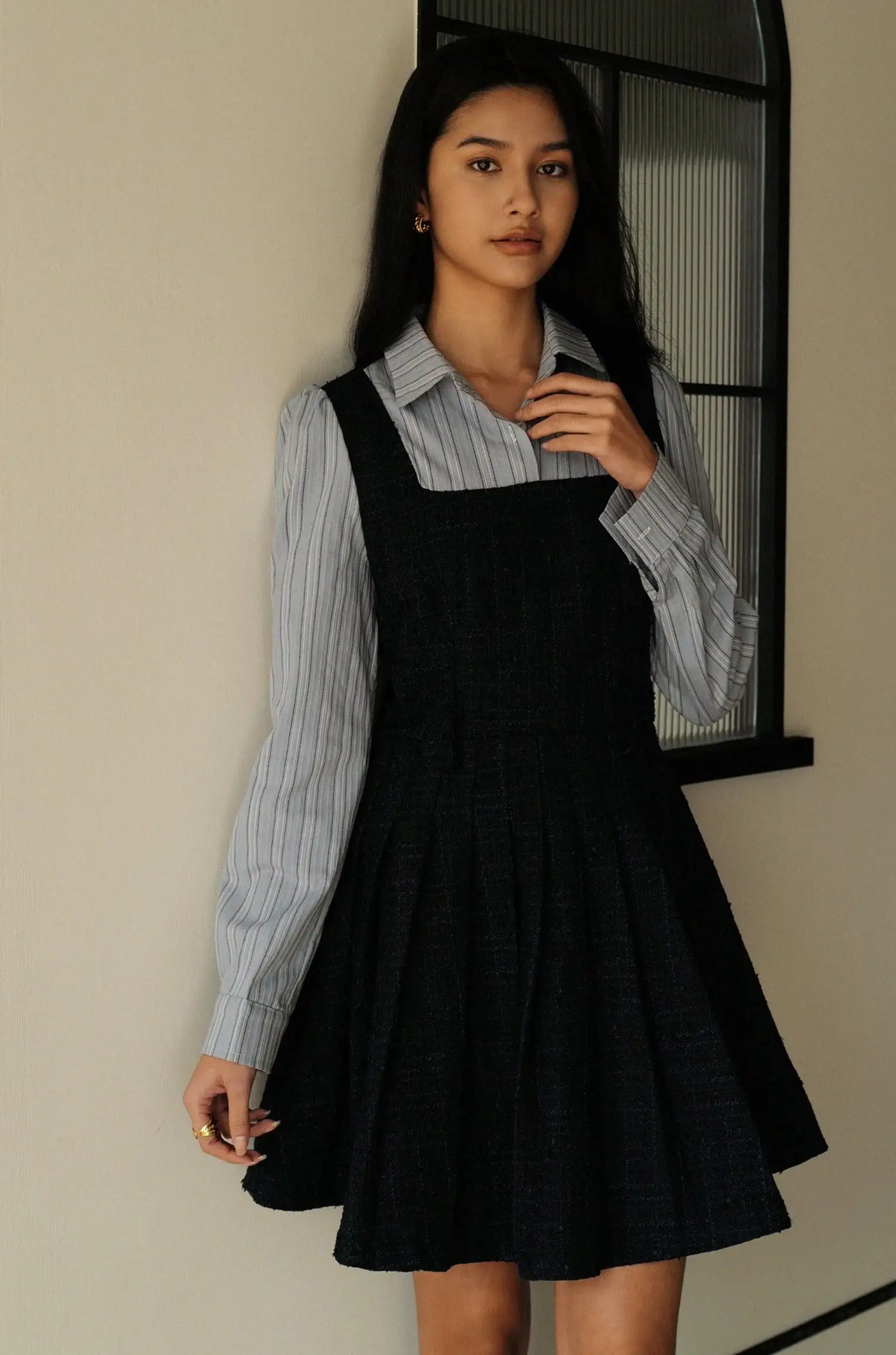 Gossip girl tweed dress with shirt design