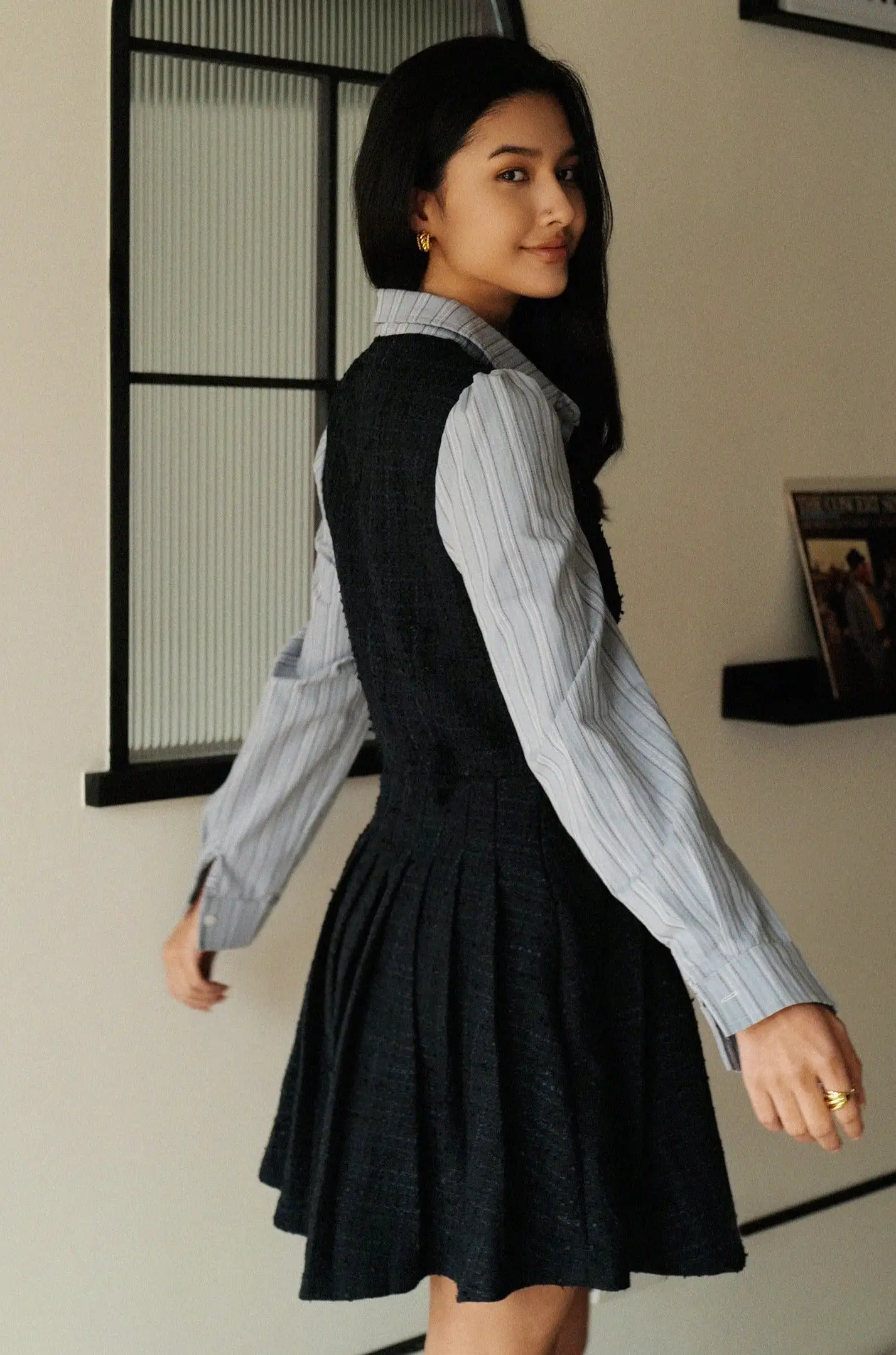 Gossip girl tweed dress with shirt design