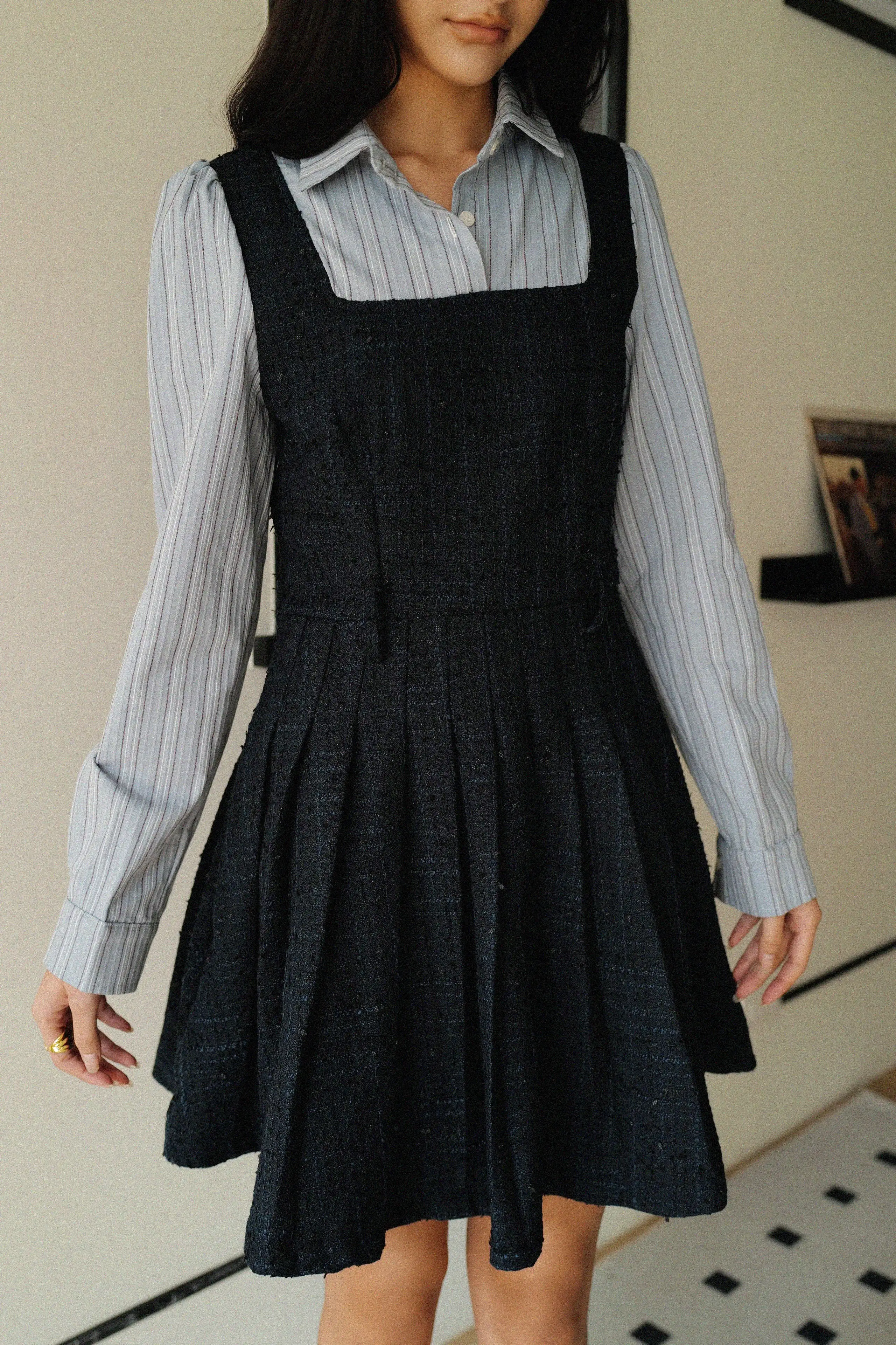 Gossip girl tweed dress with shirt design