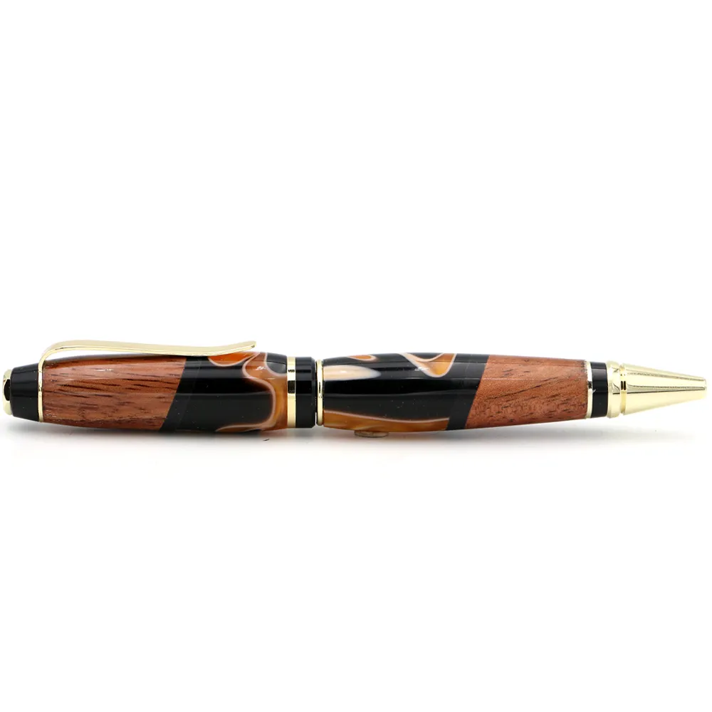 Hawaiian Koa and Black/Orange Resin Cigar Pen