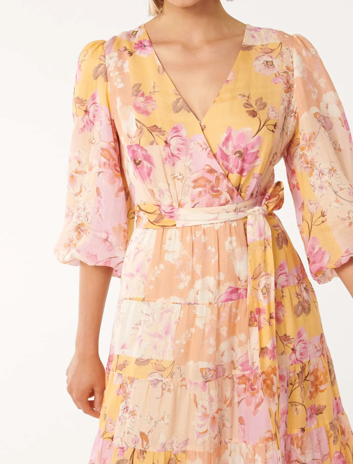 Imogen Tiered Wrap Midi Dress