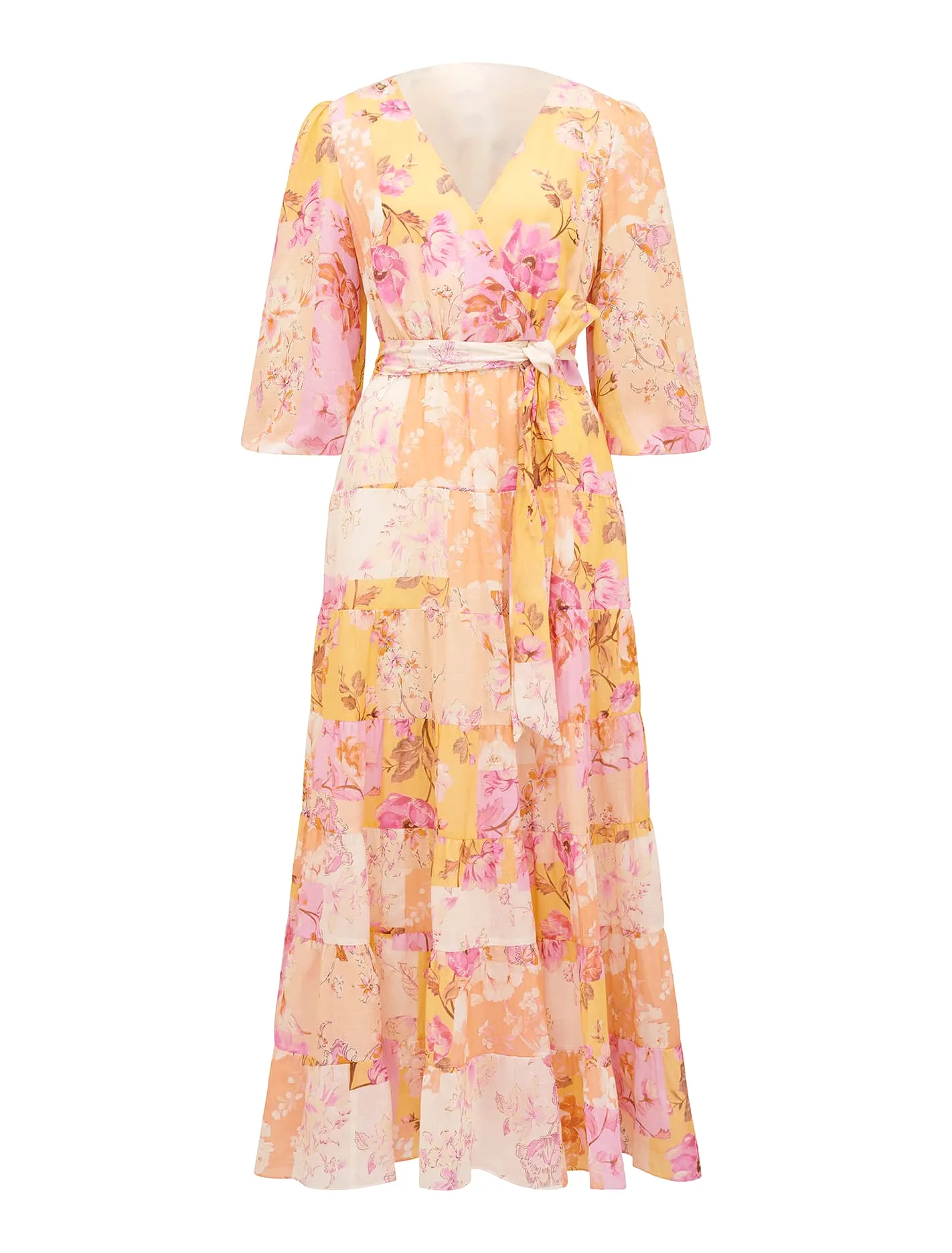 Imogen Tiered Wrap Midi Dress