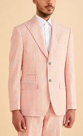 Inserch Seersucker Stripe Blazer SU660155-00032 Coral