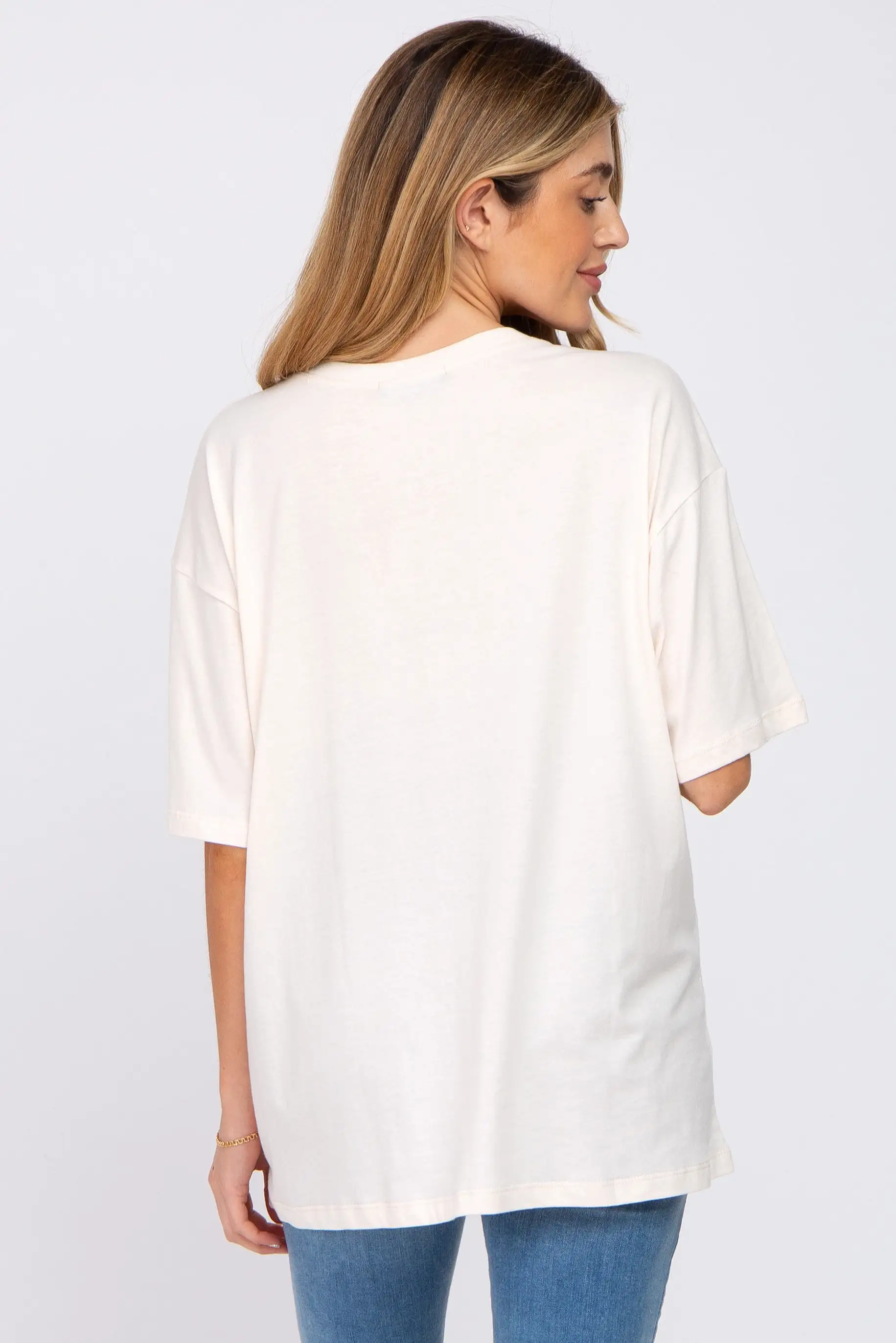 Ivory Basic Oversized Maternity Tee