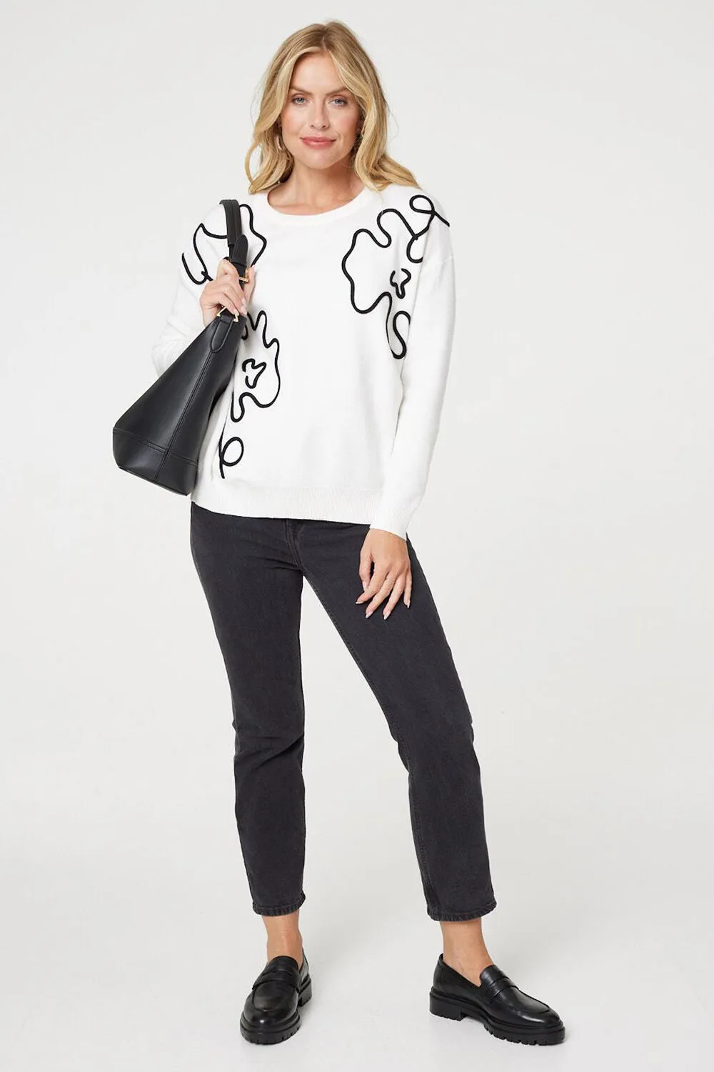 Izabel London – Abstract Print Scoop Neck Pullover