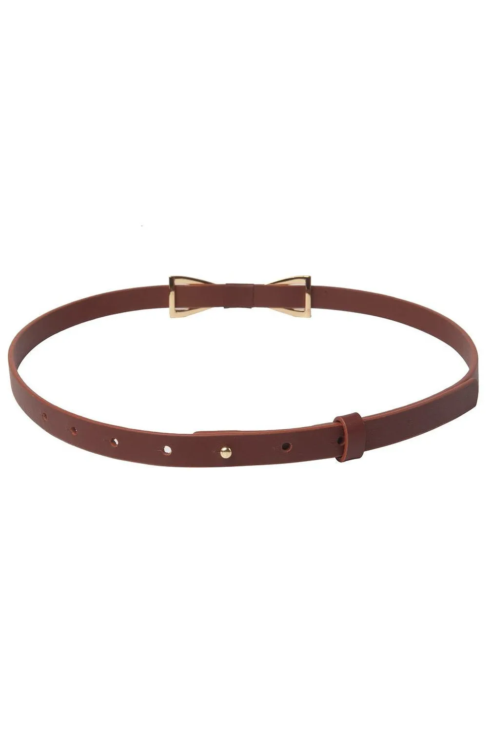 Jessie G. Women's Metal Bow Skinny Leather Belt