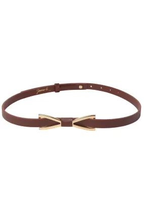 Jessie G. Women's Metal Bow Skinny Leather Belt