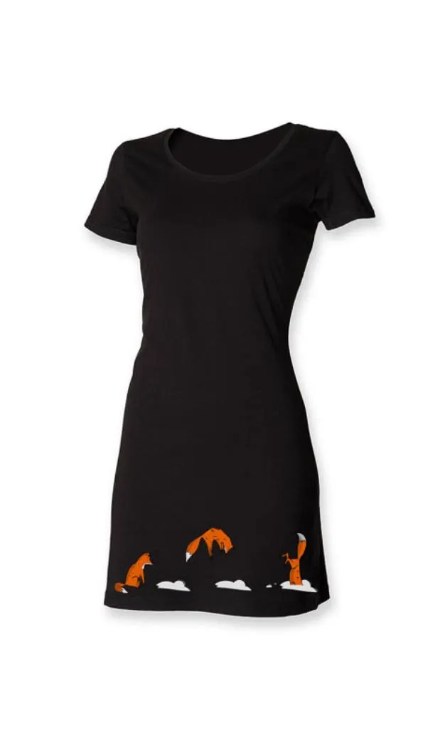 Jumping fox t-shirt dress